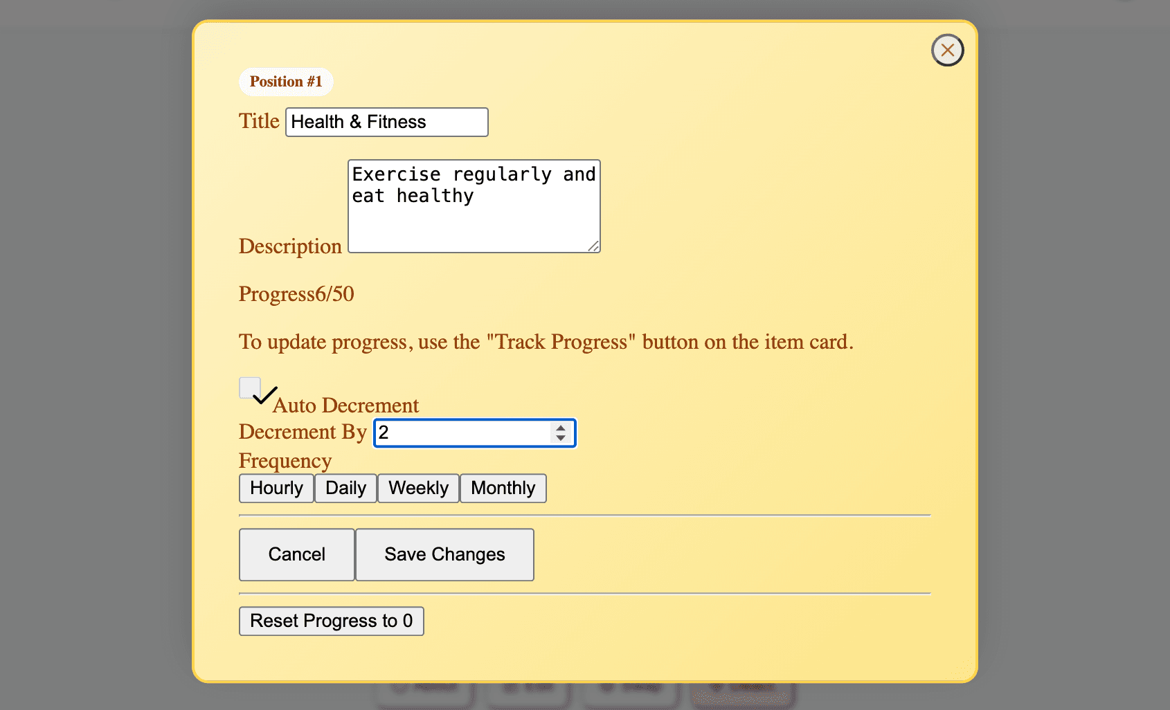 Auto-decrement edit interface